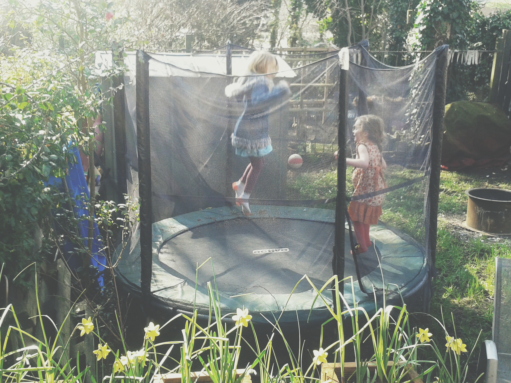 trampoling in the sunshine
