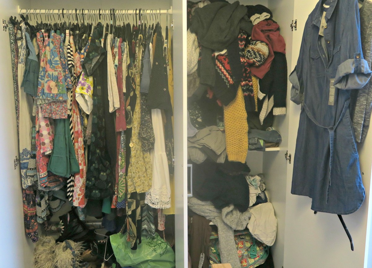before wardrobe detox. messy closet