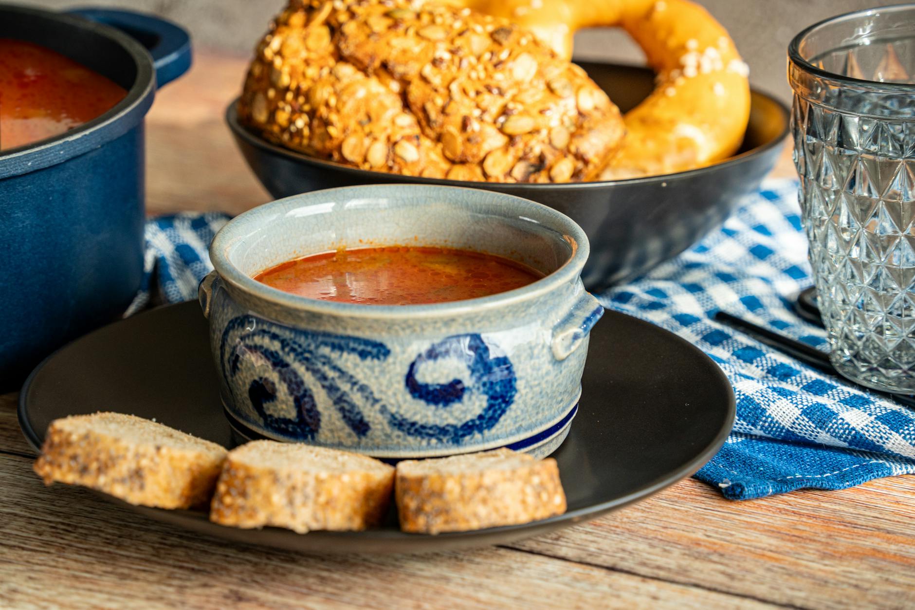 traditional eastern european soup with bread