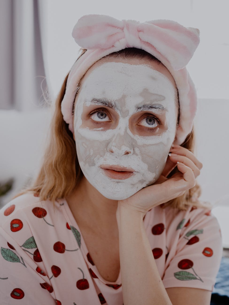 woman with skin care mask