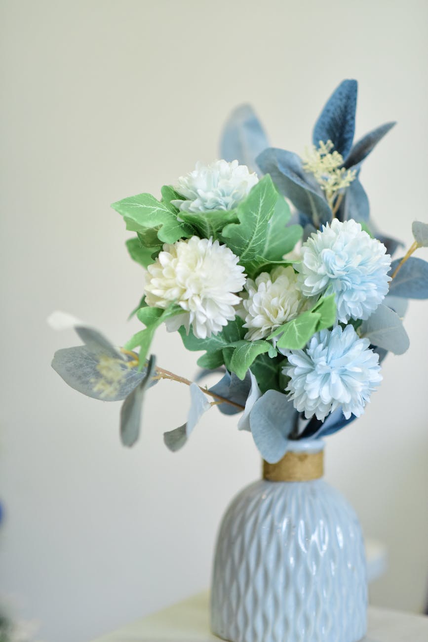 elegant floral bouquet in ceramic vase