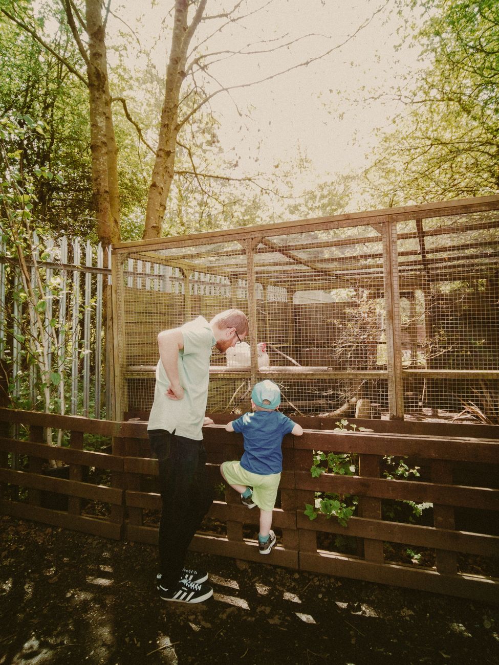 man with his child at the zoo