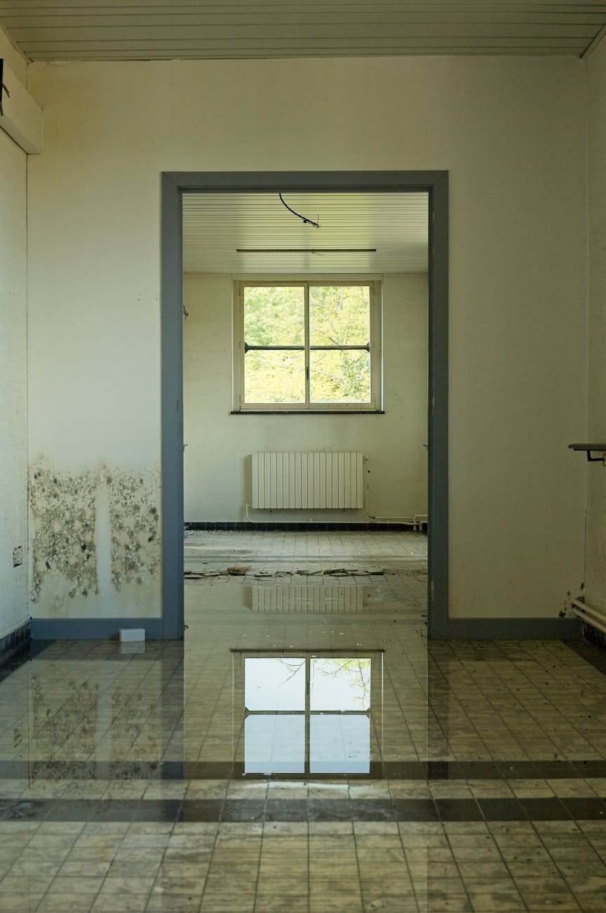water in abandoned room