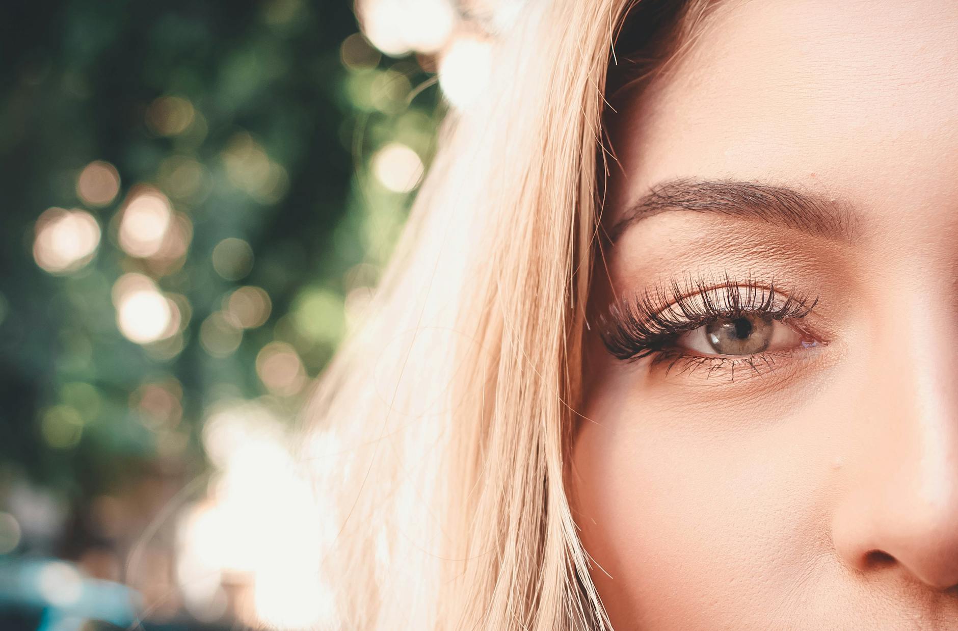 close up shot of woman s eye