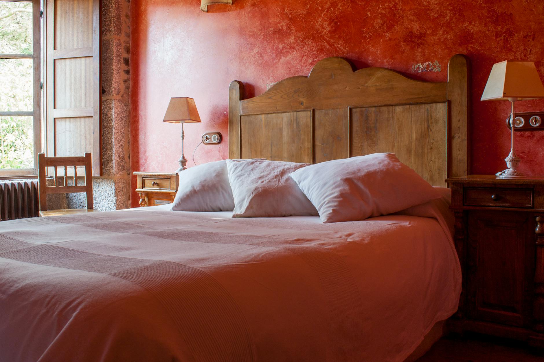 cozy rustic bedroom with antique furniture